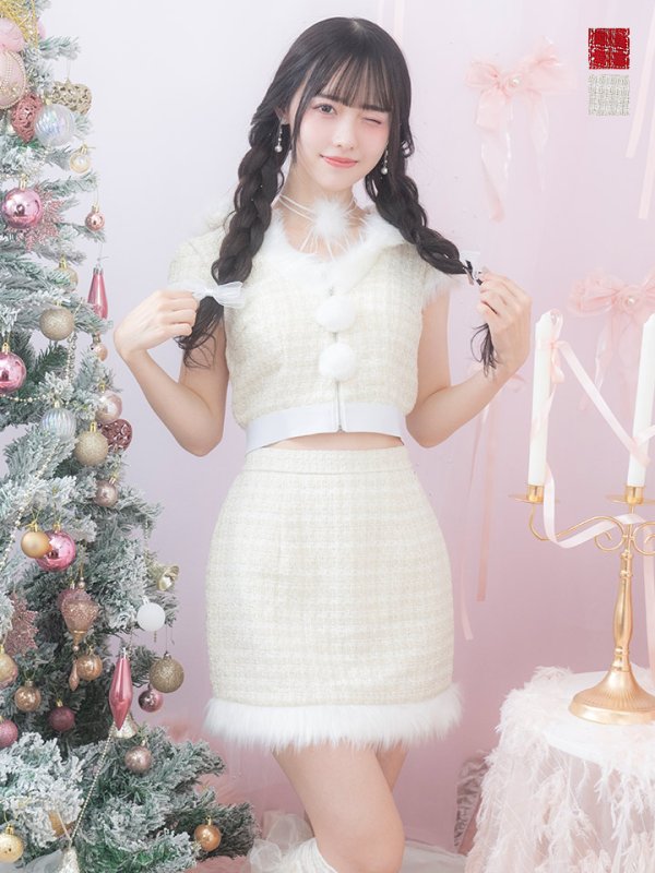 画像4: 【即日発送！】【サンタコス 5点セット】【XS-XLサイズ/2カラー】ツイードチェックバニーサンタコスプレ[YMT]