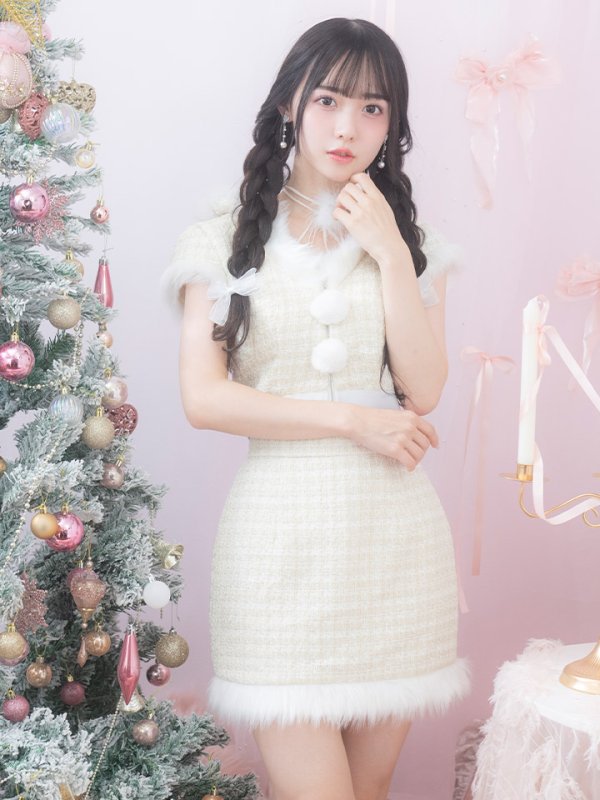 画像5: 【即日発送！】【サンタコス 5点セット】【XS-XLサイズ/2カラー】ツイードチェックバニーサンタコスプレ[YMT]