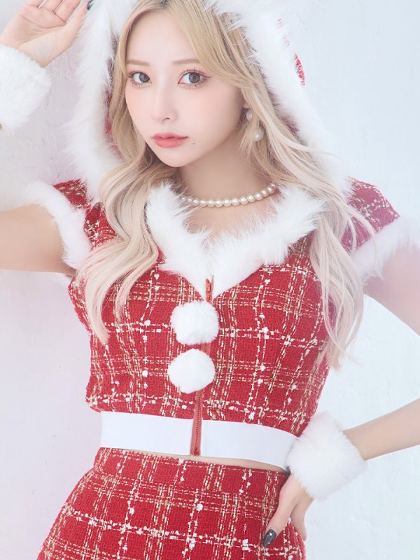 画像37: 【即日発送！】【サンタコス5点セット】【XS-XLサイズ/2カラー】ツイードチェックバニーサンタコスプレ[YMT]