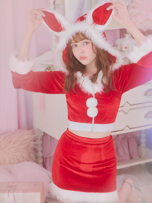 画像20: 【即日発送！】【サンタコス 4点セット】【S-Lサイズ/3カラー】セットアップバニーサンタコスプレ[OF04]