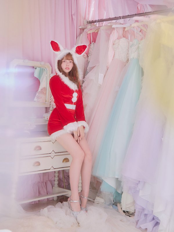 画像11: 【即日発送！】【サンタコス 4点セット】【S-Lサイズ/3カラー】セットアップバニーサンタコスプレ[OF04]