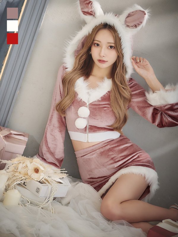 画像4: 【即日発送！】【サンタコス 4点セット】【S-Lサイズ/3カラー】セットアップバニーサンタコスプレ[YMT]