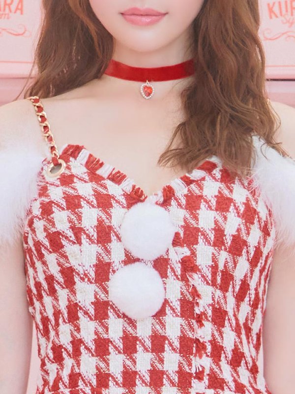 画像16: 【サンタセール！】【サンタコス5点セット】【S-XLサイズ/1カラー】千鳥柄ツイードキャミドレスサンタコスプレ[YMT]