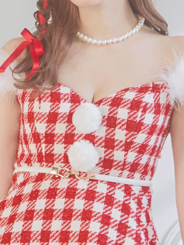 画像19: 【サンタセール！】【サンタコス 5点セット】【XS-Lサイズ/1カラー】ギンガムチェック セットアップフレアサンタコスプレ[YMT]