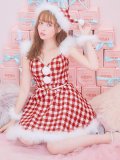 【サンタセール！】【サンタコス 5点セット】【XS-Lサイズ/1カラー】ギンガムチェック セットアップフレアサンタコスプレ[YMT]