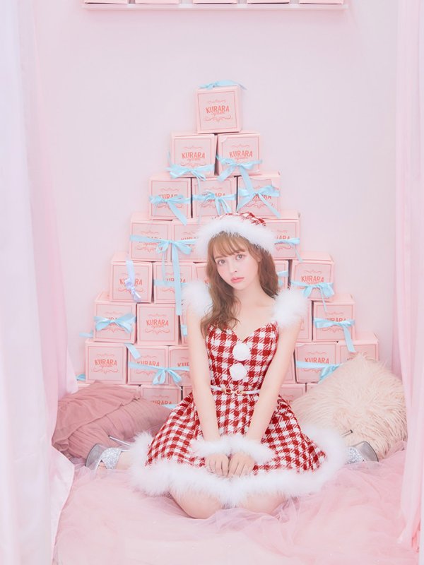 画像6: 【サンタセール！】【サンタコス 5点セット】【XS-Lサイズ/1カラー】ギンガムチェック セットアップフレアサンタコスプレ[YMT]