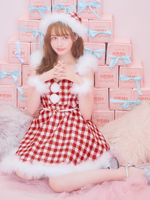 画像14: 【サンタセール！】【サンタコス 5点セット】【XS-Lサイズ/1カラー】ギンガムチェック セットアップフレアサンタコスプレ[YMT]
