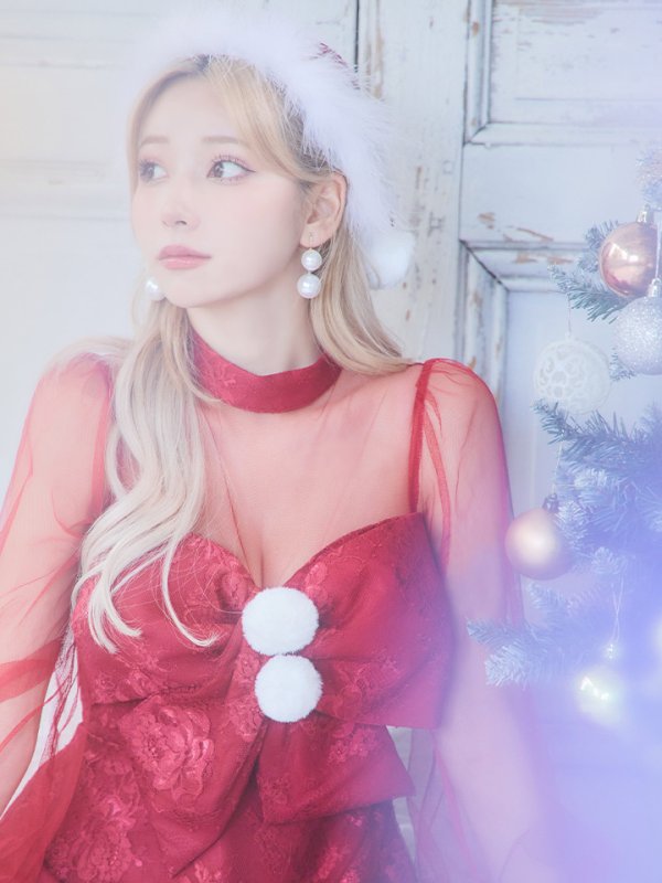 画像22: 【サンタセール！】【サンタコス3点セット】【S-XLサイズ/1カラー】チュールスリーブレースリボンサンタコスプレ[YMT]