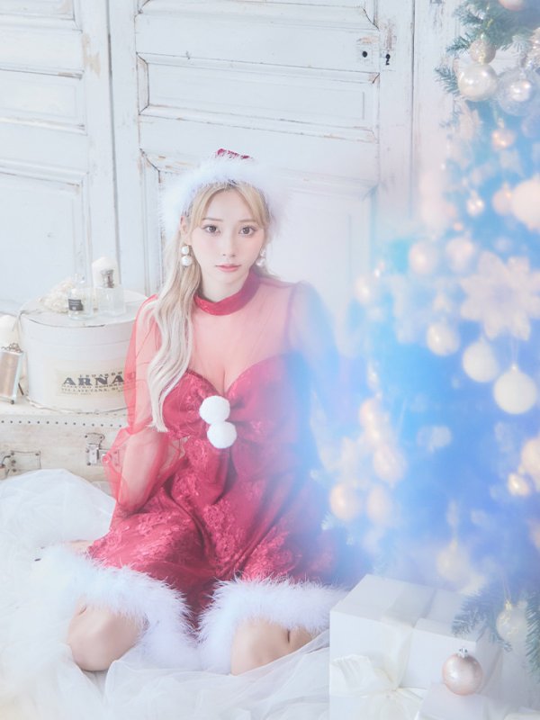 画像26: 【サンタセール！】【サンタコス3点セット】【S-XLサイズ/1カラー】チュールスリーブレースリボンサンタコスプレ[YMT]