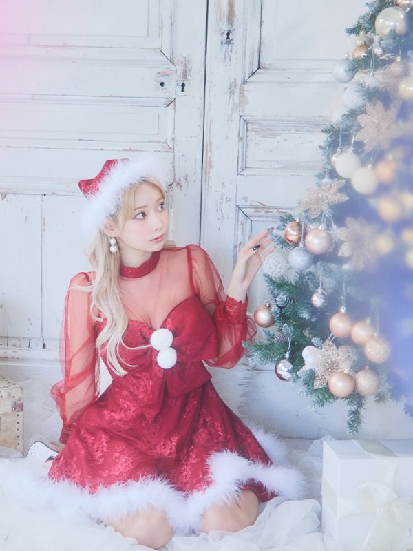 画像29: 【サンタセール！】【サンタコス3点セット】【S-XLサイズ/1カラー】チュールスリーブレースリボンサンタコスプレ[YMT]
