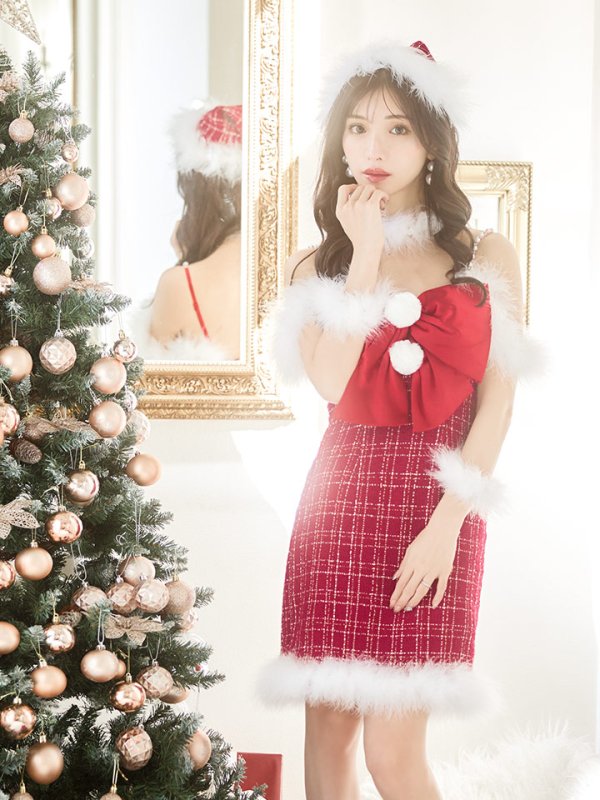 画像18: 【サンタセール！】【サンタコス 5点セット】【XS-Mサイズ/1カラー】リボンキャミソールタイトツイードサンタコスプレ[YMT]