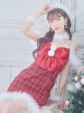 【サンタセール！】【サンタコス 5点セット】【XS-Mサイズ/1カラー】リボンキャミソールタイトツイードサンタコスプレ[YMT]