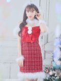 【サンタセール！】【サンタコス 5点セット】【XS-Mサイズ/1カラー】リボンキャミソールタイトツイードサンタコスプレ[YMT]