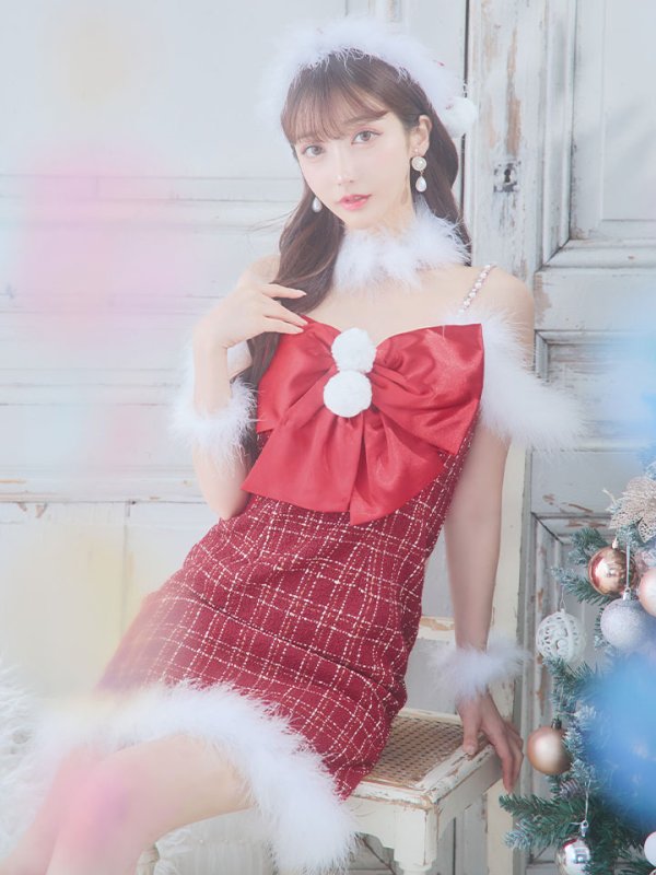 画像24: 【サンタセール！】【サンタコス 5点セット】【XS-Mサイズ/1カラー】リボンキャミソールタイトツイードサンタコスプレ[YMT]