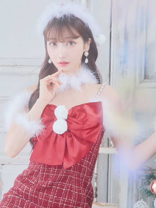 画像28: 【サンタセール！】【サンタコス 5点セット】【XS-Mサイズ/1カラー】リボンキャミソールタイトツイードサンタコスプレ[YMT]