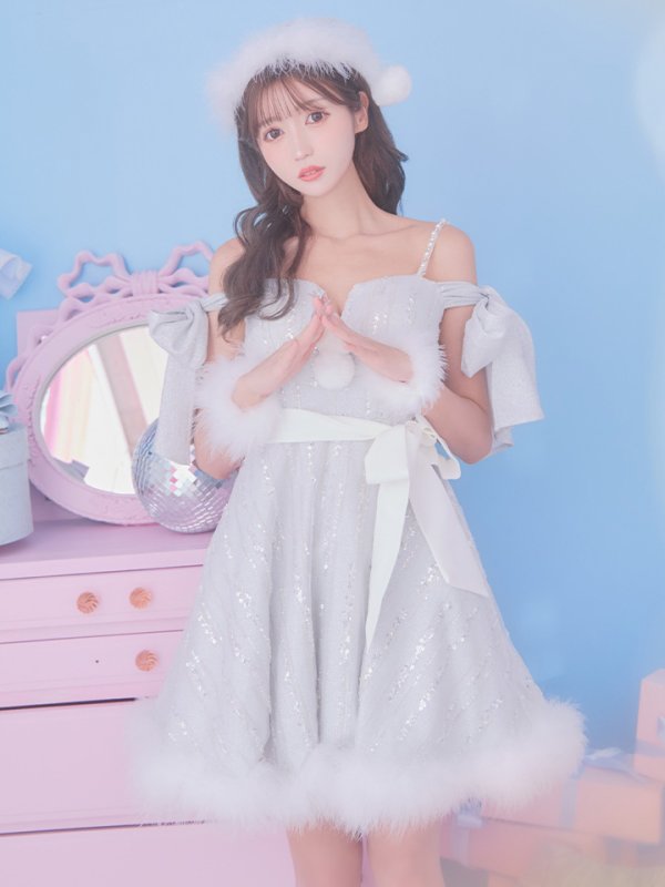 画像4: 【ノベルティ対象】【サンタセール！】【サンタコス 5点セット】【S-Lサイズ/1カラー】スパンコールフレアサンタコスプレ[YMT]