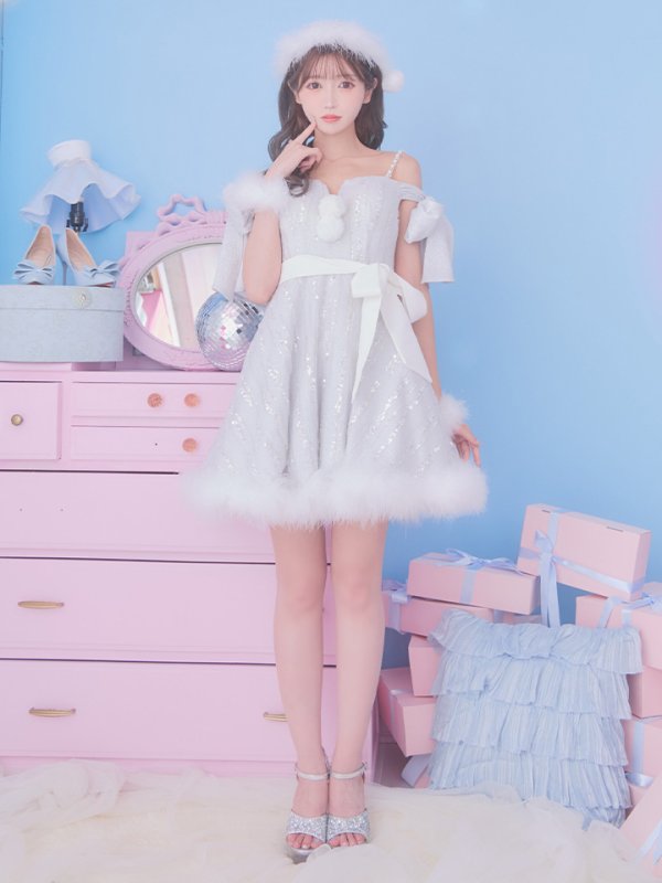 画像5: 【ノベルティ対象】【サンタセール！】【サンタコス 5点セット】【S-Lサイズ/1カラー】スパンコールフレアサンタコスプレ[YMT]