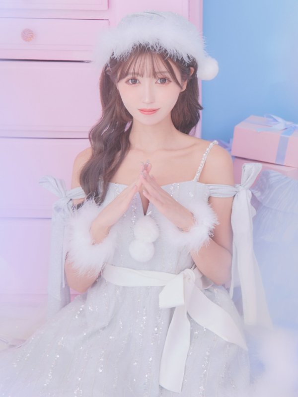 画像9: 【ノベルティ対象】【サンタセール！】【サンタコス 5点セット】【S-Lサイズ/1カラー】スパンコールフレアサンタコスプレ[YMT]