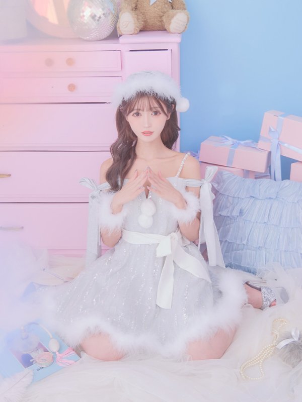 画像12: 【ノベルティ対象】【サンタセール！】【サンタコス 5点セット】【S-Lサイズ/1カラー】スパンコールフレアサンタコスプレ[YMT]