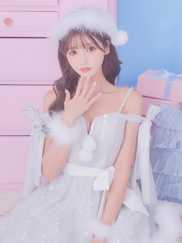 画像13: 【ノベルティ対象】【サンタセール！】【サンタコス 5点セット】【S-Lサイズ/1カラー】スパンコールフレアサンタコスプレ[YMT]