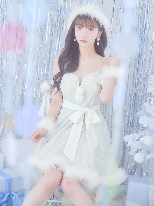 画像3: 【ノベルティ対象】【サンタセール！】【サンタコス 5点セット】【S-Lサイズ/1カラー】スパンコールフレアサンタコスプレ[YMT]