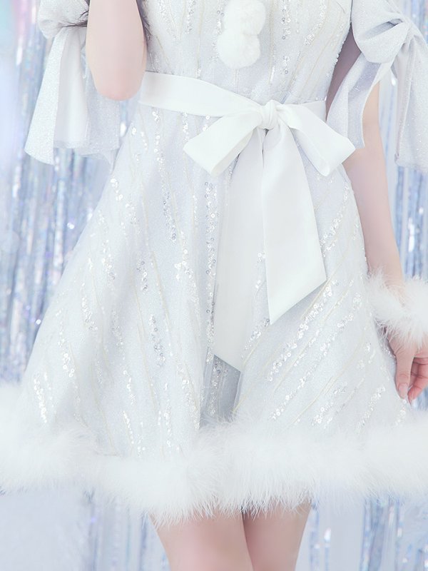 画像17: 【ノベルティ対象】【サンタセール！】【サンタコス 5点セット】【S-Lサイズ/1カラー】スパンコールフレアサンタコスプレ[YMT]