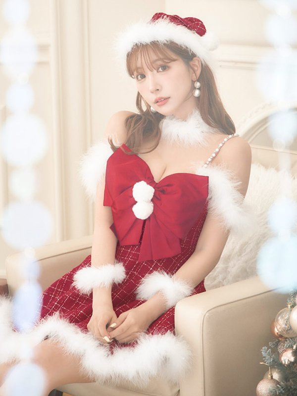 画像16: 【ノベルティ対象】【即日発送！】【サンタコス 5点セット】【S-XLサイズ/1カラー】リボンキャミソールフレアツイードサンタコスプレ[YMT]