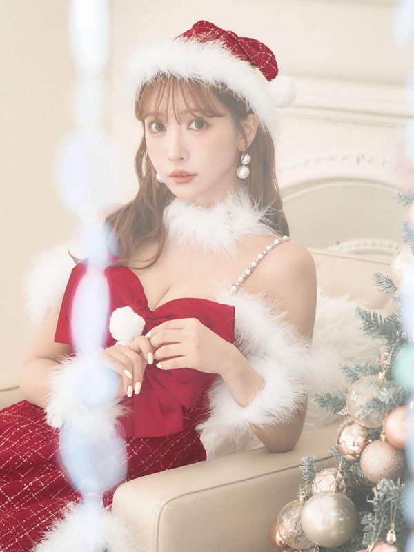 画像22: 【ノベルティ対象】【即日発送！】【サンタコス 5点セット】【S-XLサイズ/1カラー】リボンキャミソールフレアツイードサンタコスプレ[YMT]