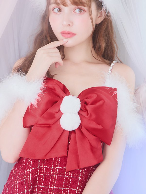 画像19: 【ノベルティ対象】【即日発送！】【サンタコス 5点セット】【S-XLサイズ/1カラー】リボンキャミソールフレアツイードサンタコスプレ[YMT]