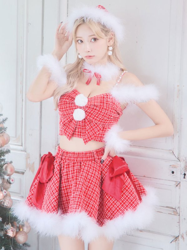 画像7: 【サンタセール！】【サンタコス 6点セット】【XS-Mサイズ/1カラー】リボンモチーフセットアップフレアサンタコスプレ[YMT]