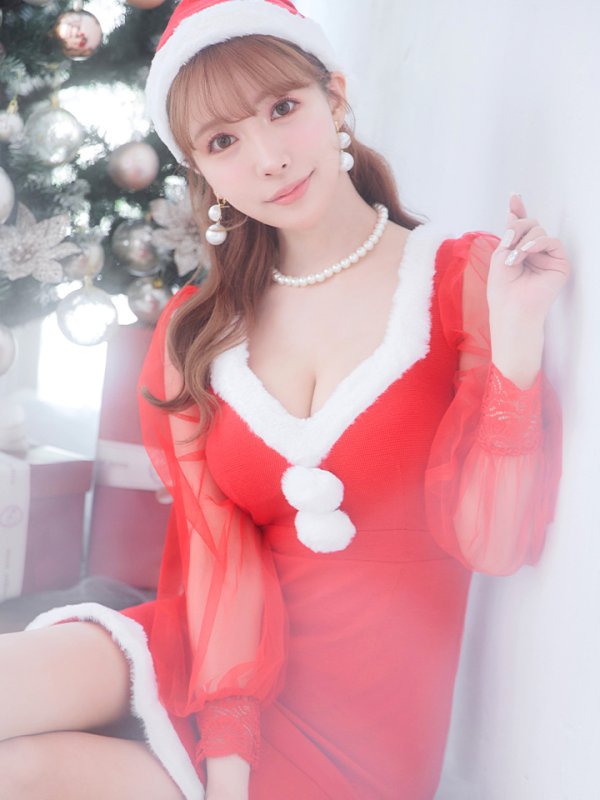 画像9: 【サンタセール！】【サンタコス 3点セット】【S-XLサイズ/1カラー】ワッフル生地長袖ドレスサンタ[YMT]