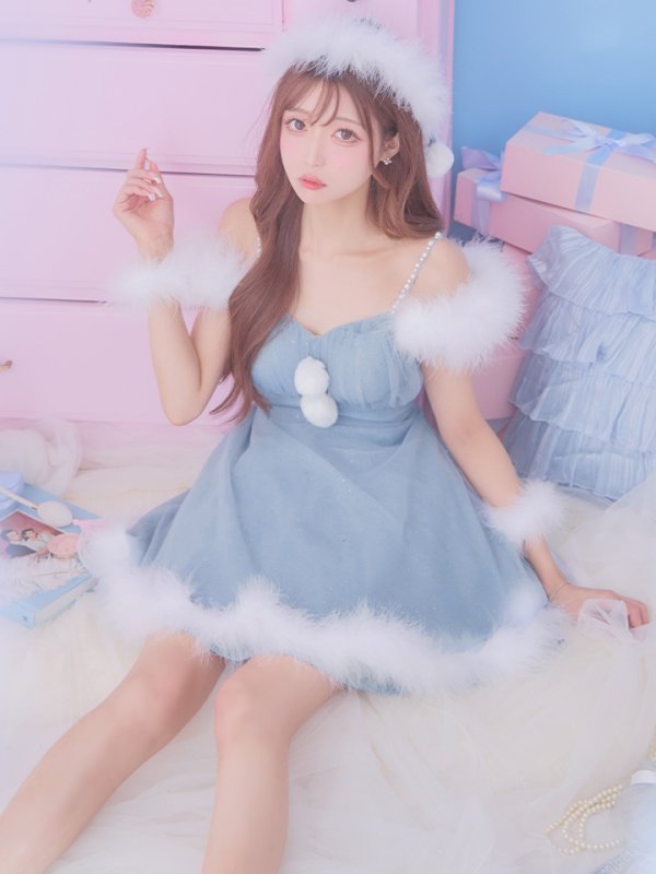 画像1: 【即日発送！】【S-Lサイズ/3カラー】フレアチュールサンタコスプレ[YMT]