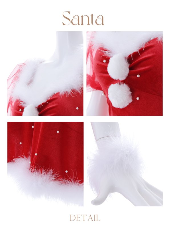 画像20: 【サンタセール！】【サンタコス 4点セット】【S-Lサイズ/1カラー】ベロアパールフレアスカートサンタコスプレ[YMT]