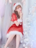 【サンタセール！】【サンタコス 4点セット】【S-Lサイズ/1カラー】ベロアパールフレアスカートサンタコスプレ[YMT]