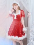 【サンタセール！】【サンタコス 4点セット】【S-Lサイズ/1カラー】ベロアパールフレアスカートサンタコスプレ[YMT]