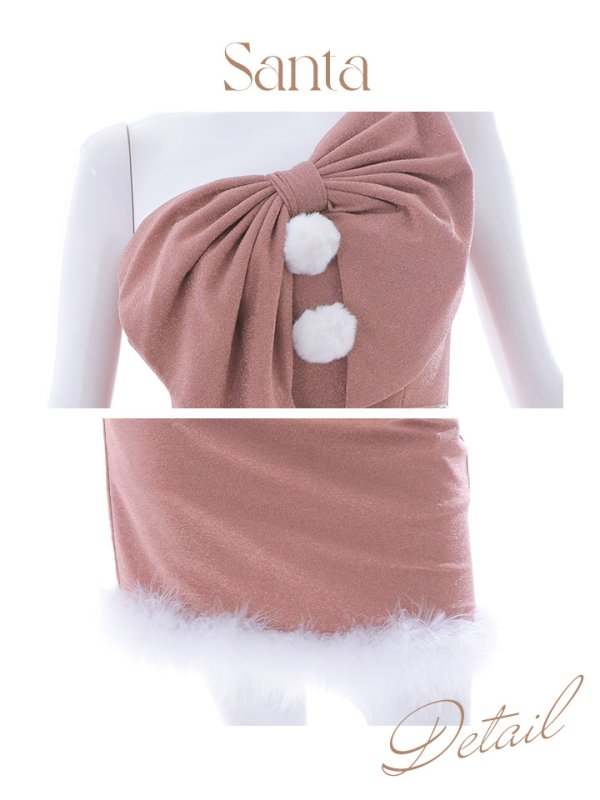 画像35: 即日発送!【サンタコス4点セット】【S-Lサイズ/1カラー】ワンショルダーリボンラメサンタコスプレ[OF04]