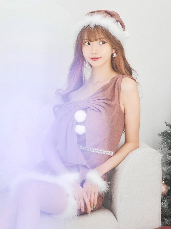 画像10: 即日発送!【サンタコス4点セット】【S-Lサイズ/1カラー】ワンショルダーリボンラメサンタコスプレ[OF04]