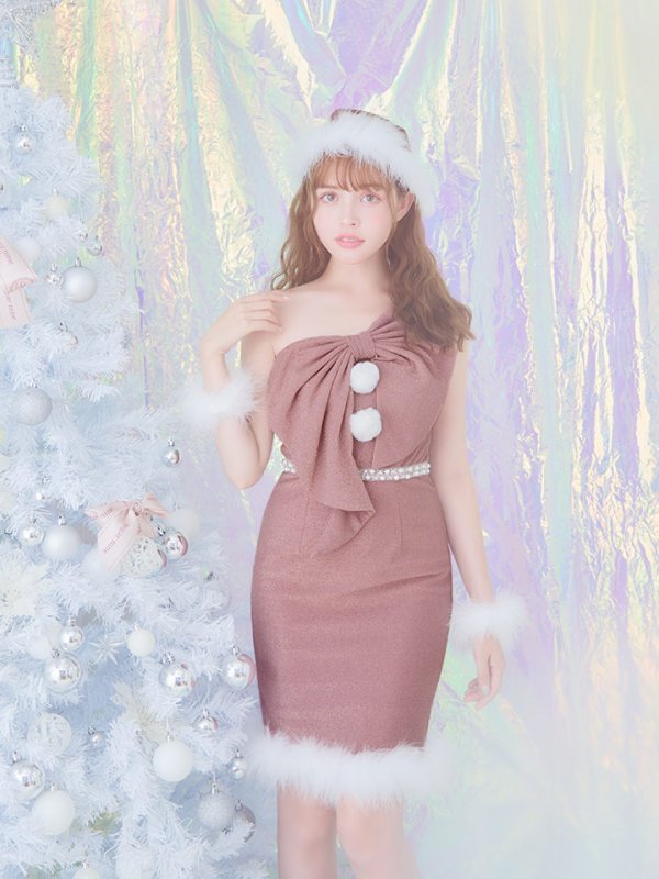 画像20: 即日発送!【サンタコス4点セット】【S-Lサイズ/1カラー】ワンショルダーリボンラメサンタコスプレ[OF04]