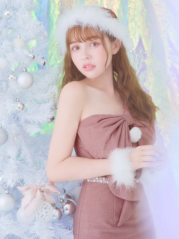 画像27: 即日発送!【サンタコス4点セット】【S-Lサイズ/1カラー】ワンショルダーリボンラメサンタコスプレ[OF04]