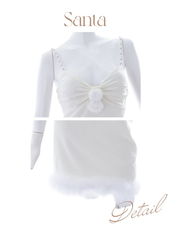 画像23: 【ノベルティ対象】【即日発送！】【サンタコス 5点セット】【S-Lサイズ/2カラー】サテンリボンファーサンタコスプレ[YMT]
