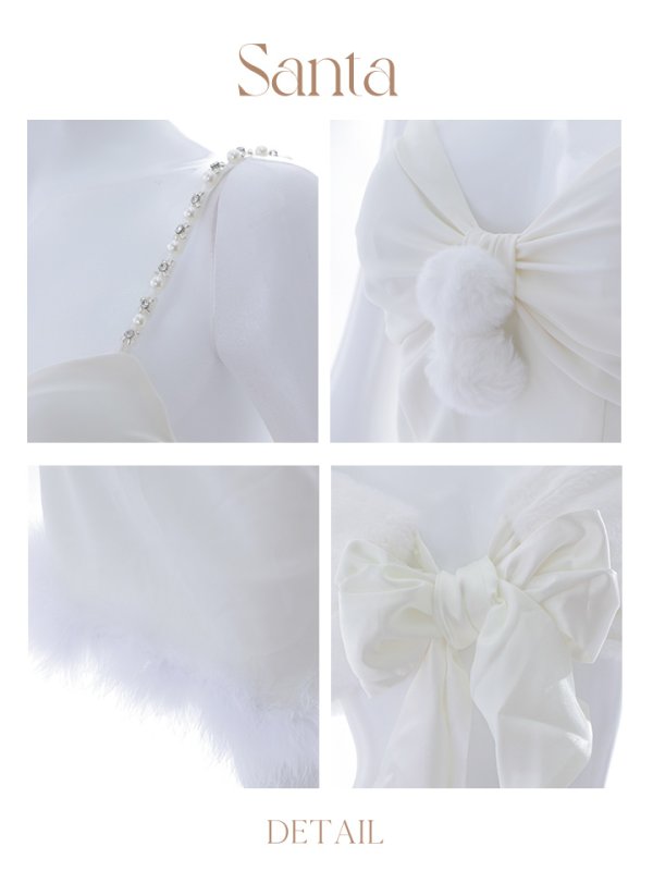 画像24: 【ノベルティ対象】【即日発送！】【サンタコス 5点セット】【S-Lサイズ/2カラー】サテンリボンファーサンタコスプレ[YMT]