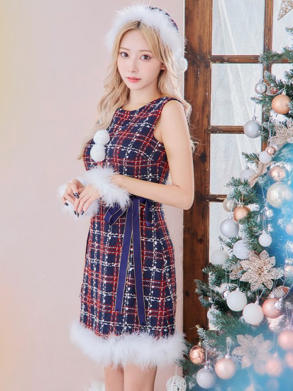 画像20: 【サンタセール！】【サンタコス 4点セット】【S-Lサイズ/2カラー】サイドリボンツイードサンタコスプレ[YMT]