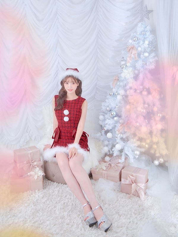 画像6: 【サンタセール！】【サンタコス 4点セット】【S-Lサイズ/2カラー】サイドリボンツイードサンタコスプレ[OF04]