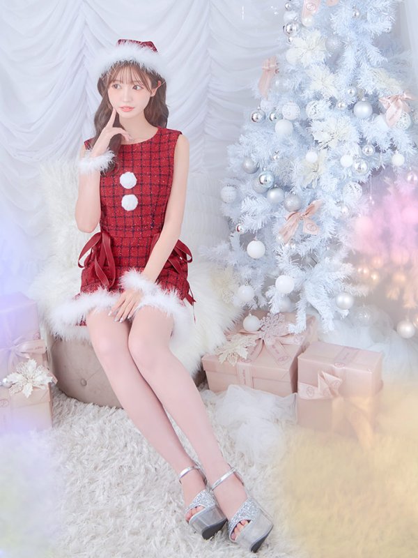 画像7: 【サンタセール！】【サンタコス 4点セット】【S-Lサイズ/2カラー】サイドリボンツイードサンタコスプレ[OF04]