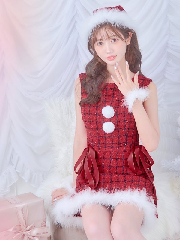 画像8: 【サンタセール！】【サンタコス 4点セット】【S-Lサイズ/2カラー】サイドリボンツイードサンタコスプレ[OF04]