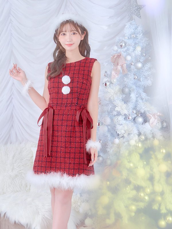 画像10: 【サンタセール！】【サンタコス 4点セット】【S-Lサイズ/2カラー】サイドリボンツイードサンタコスプレ[OF04]