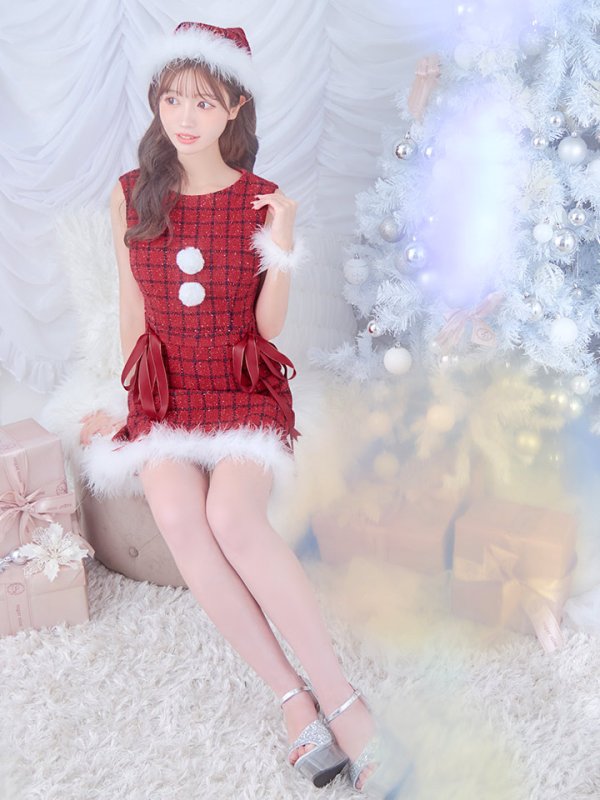 画像13: 【サンタセール！】【サンタコス 4点セット】【S-Lサイズ/2カラー】サイドリボンツイードサンタコスプレ[OF04]