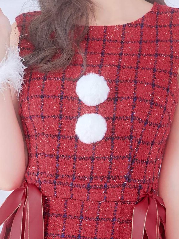 画像16: 【サンタセール！】【サンタコス 4点セット】【S-Lサイズ/2カラー】サイドリボンツイードサンタコスプレ[OF04]