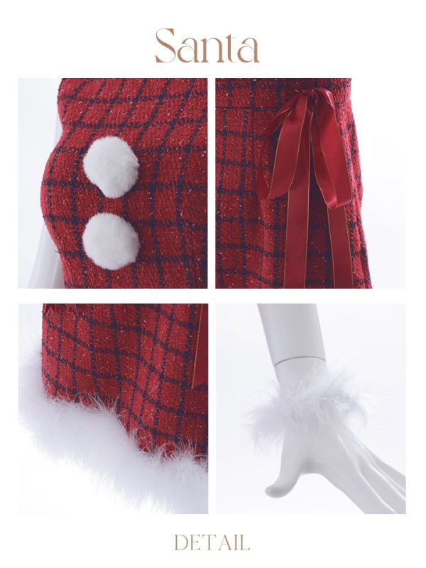 画像41: 【サンタセール！】【サンタコス 4点セット】【S-Lサイズ/2カラー】サイドリボンツイードサンタコスプレ[YMT]