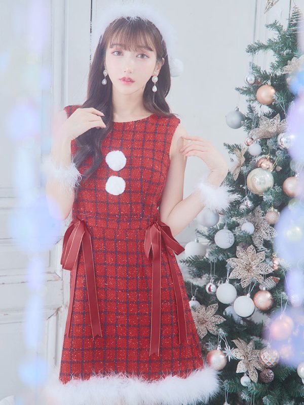 画像28: 【サンタセール！】【サンタコス 4点セット】【S-Lサイズ/2カラー】サイドリボンツイードサンタコスプレ[YMT]